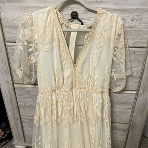 Cream, lace long dress